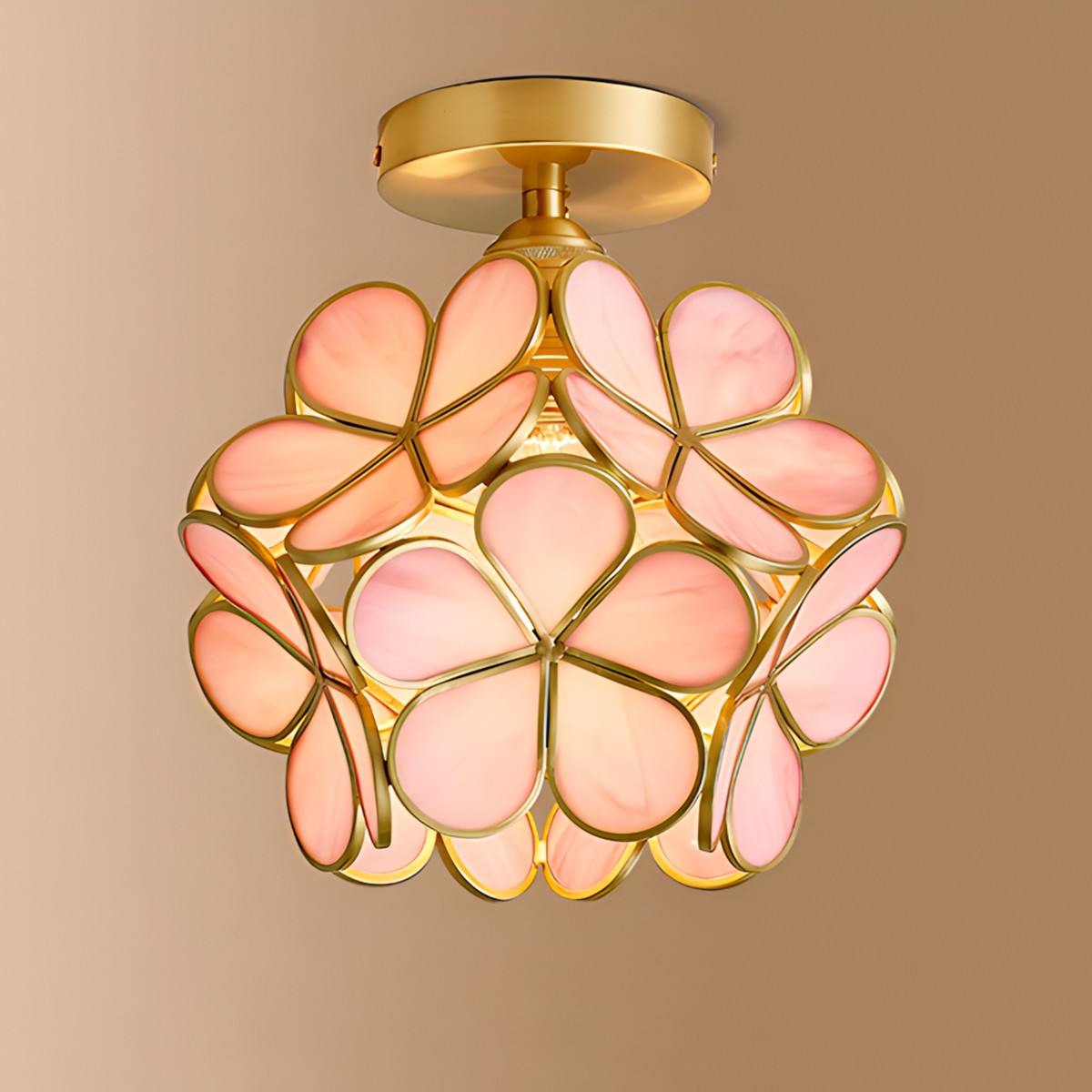 European Brass Glass L7 Ceiling Lamp