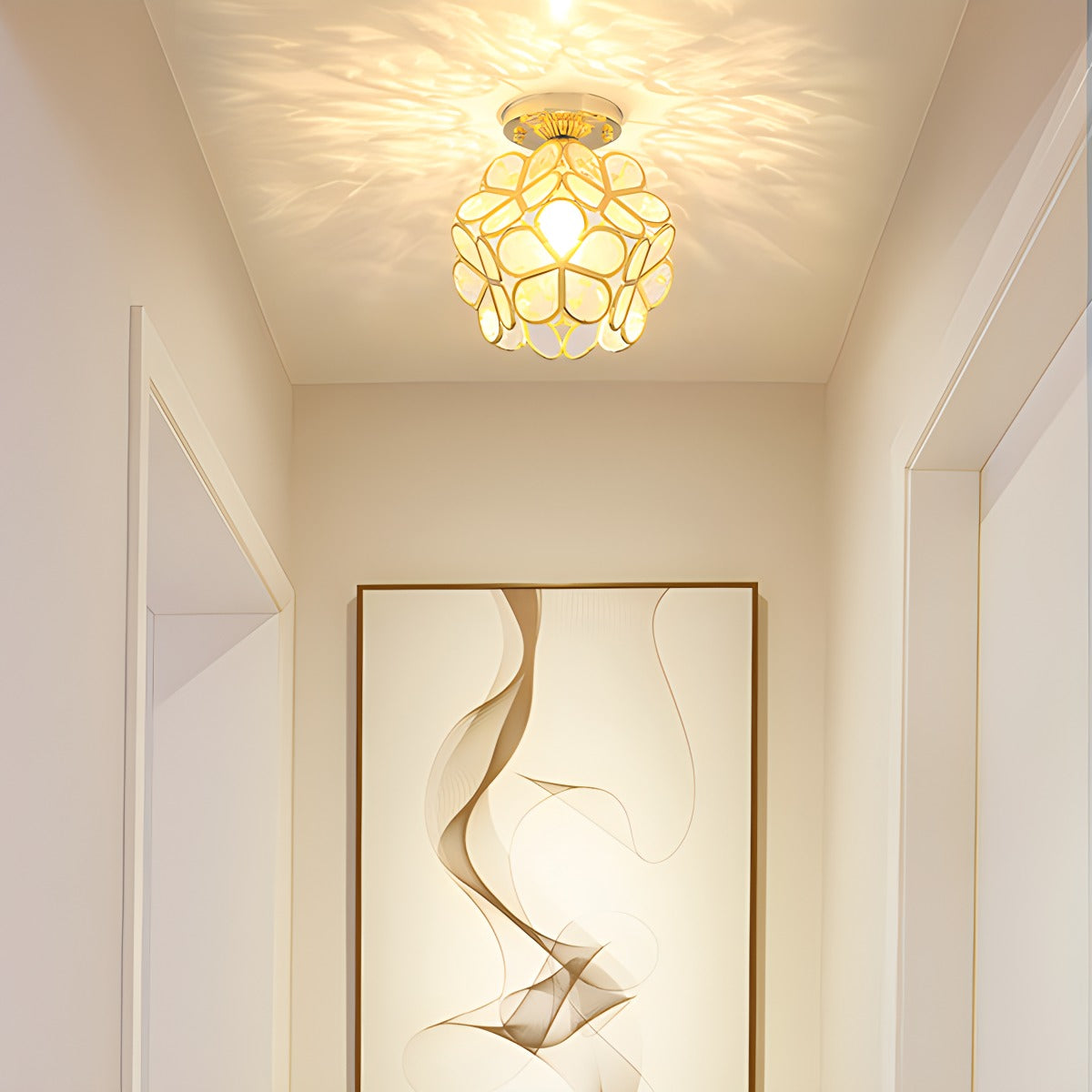 European Brass Glass L7 Ceiling Lamp