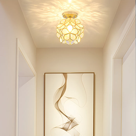 European Brass Glass L7 Ceiling Lamp