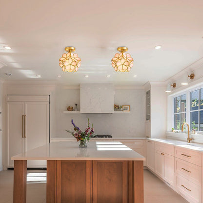 European Brass Glass L7 Ceiling Lamp