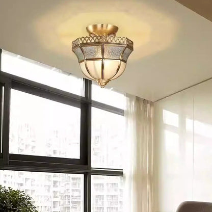 European Brass Glass L10 Ceiling Lamp