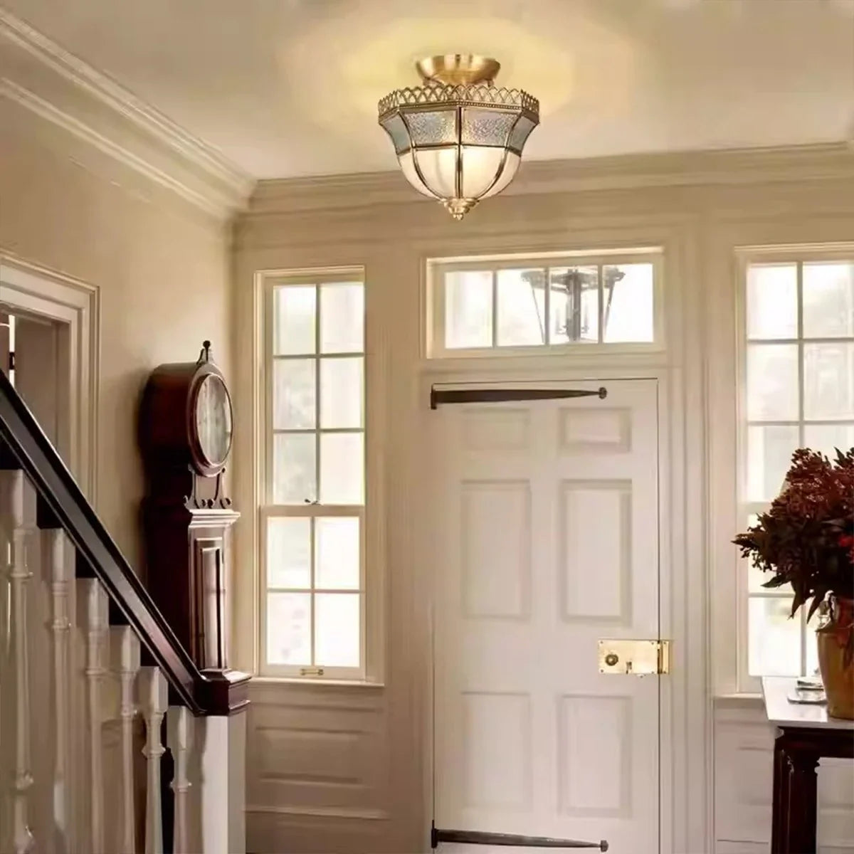 European Brass Glass L10 Ceiling Lamp