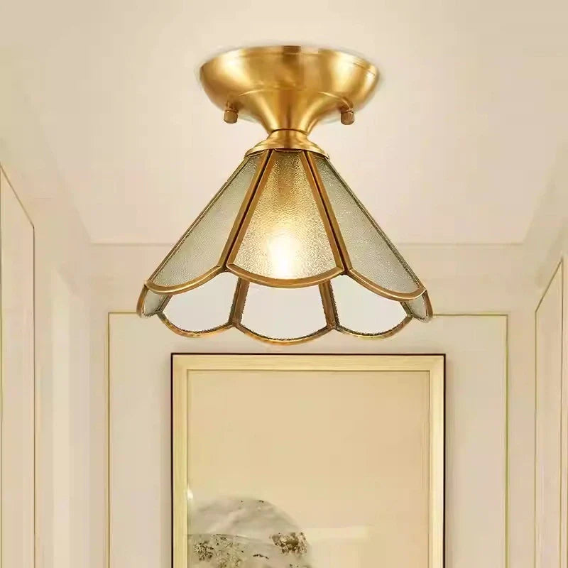 European Brass Glass L10 Ceiling Lamp