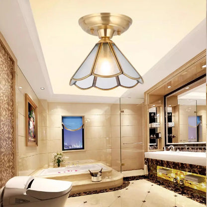 European Brass Glass L10 Ceiling Lamp