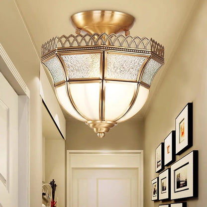 European Brass Glass L10 Ceiling Lamp