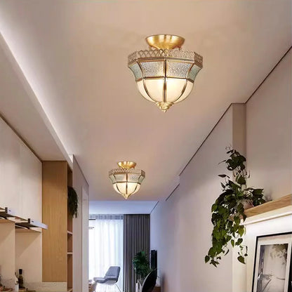European Brass Glass L10 Ceiling Lamp