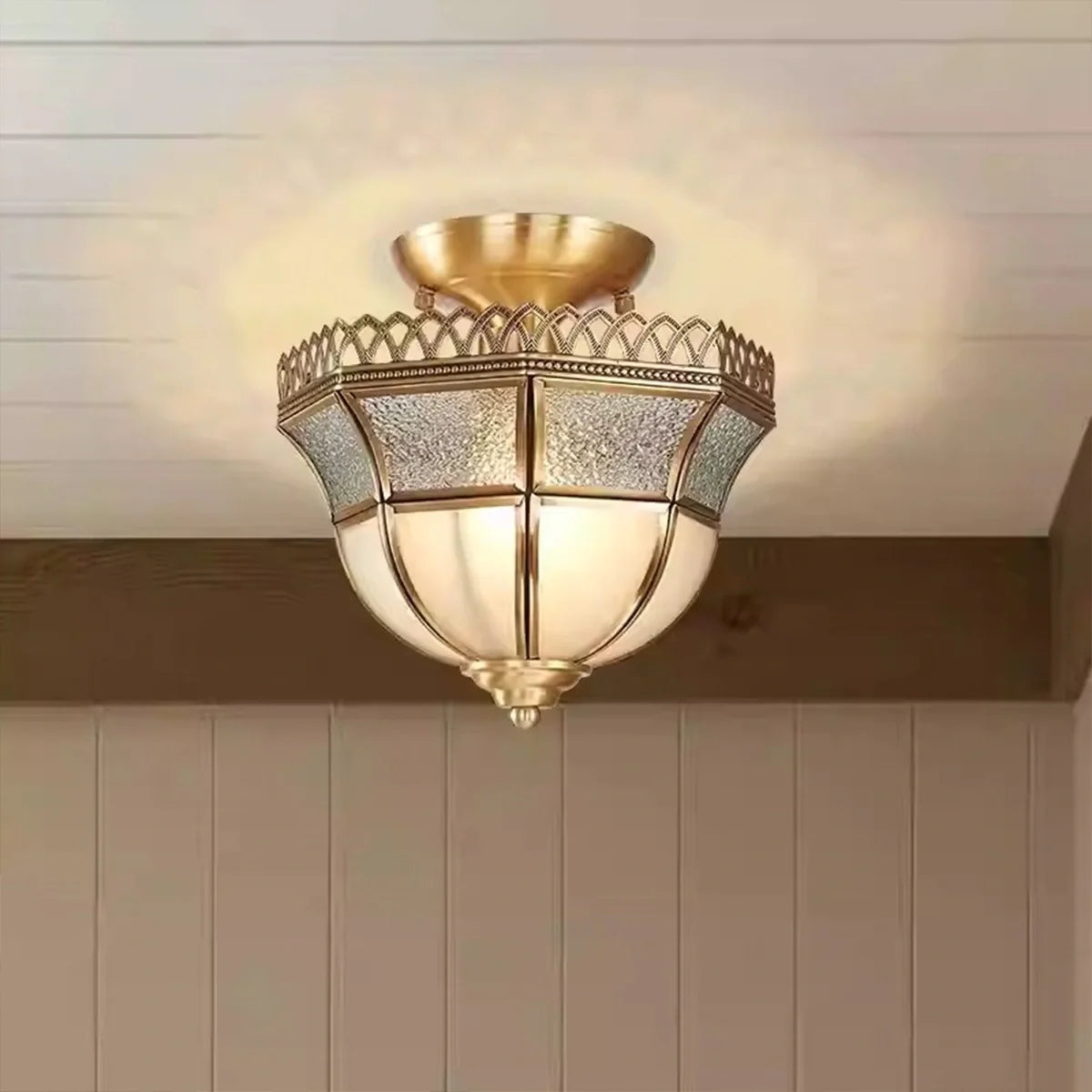 European Brass Glass L10 Ceiling Lamp