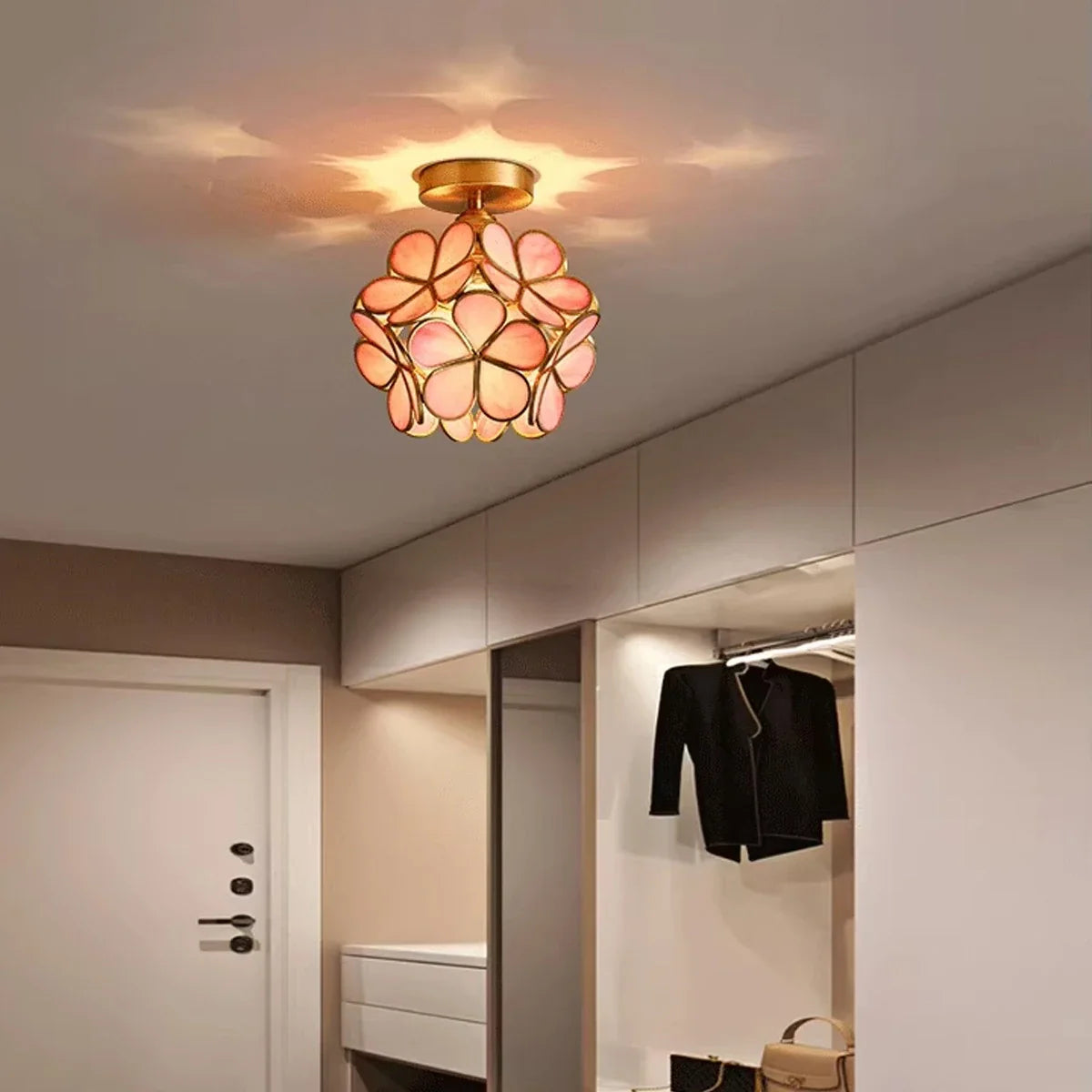 European Brass Glass L7 Ceiling Lamp