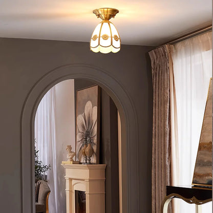 European Brass Glass L6 Ceiling Lamp