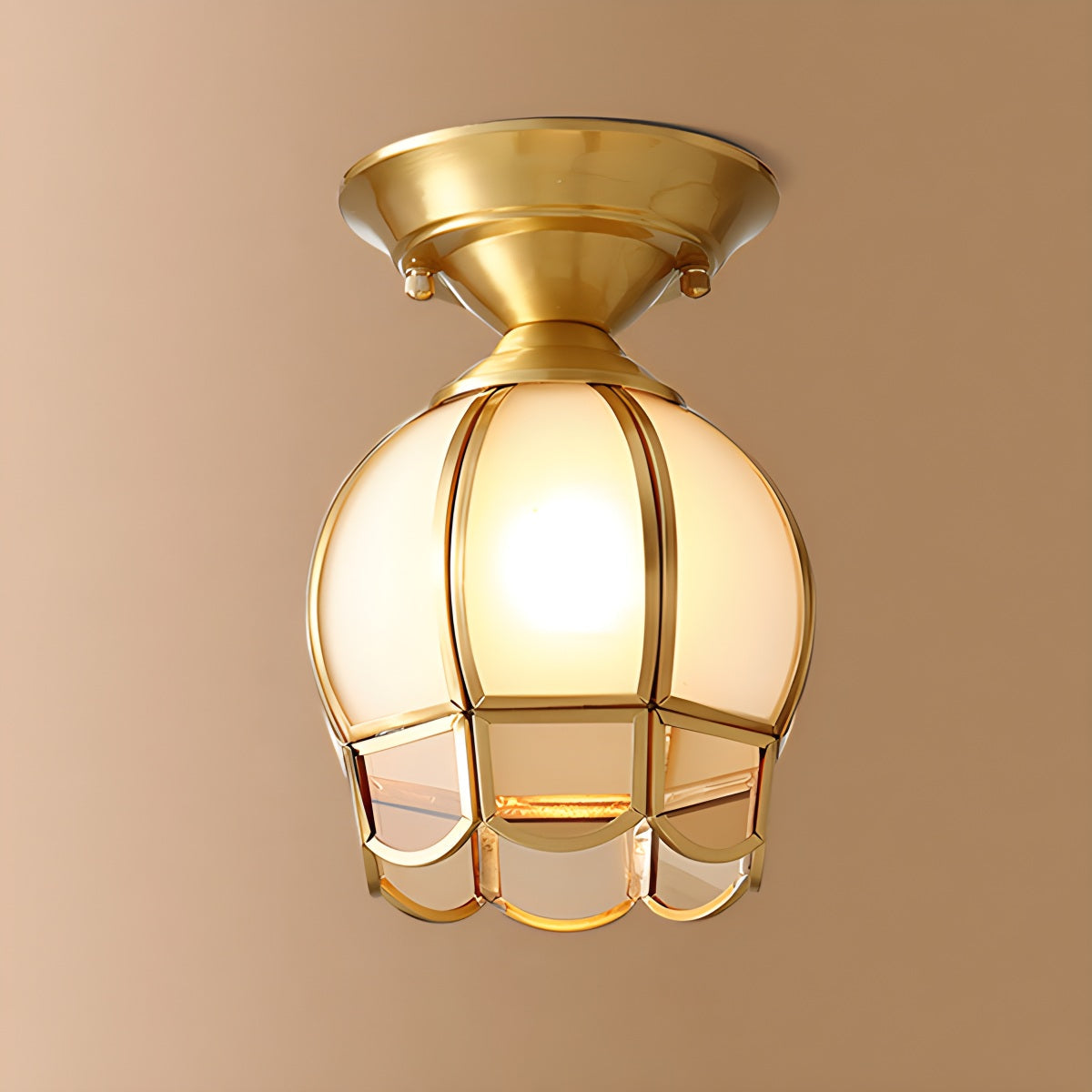 European Brass Glass L6 Ceiling Lamp