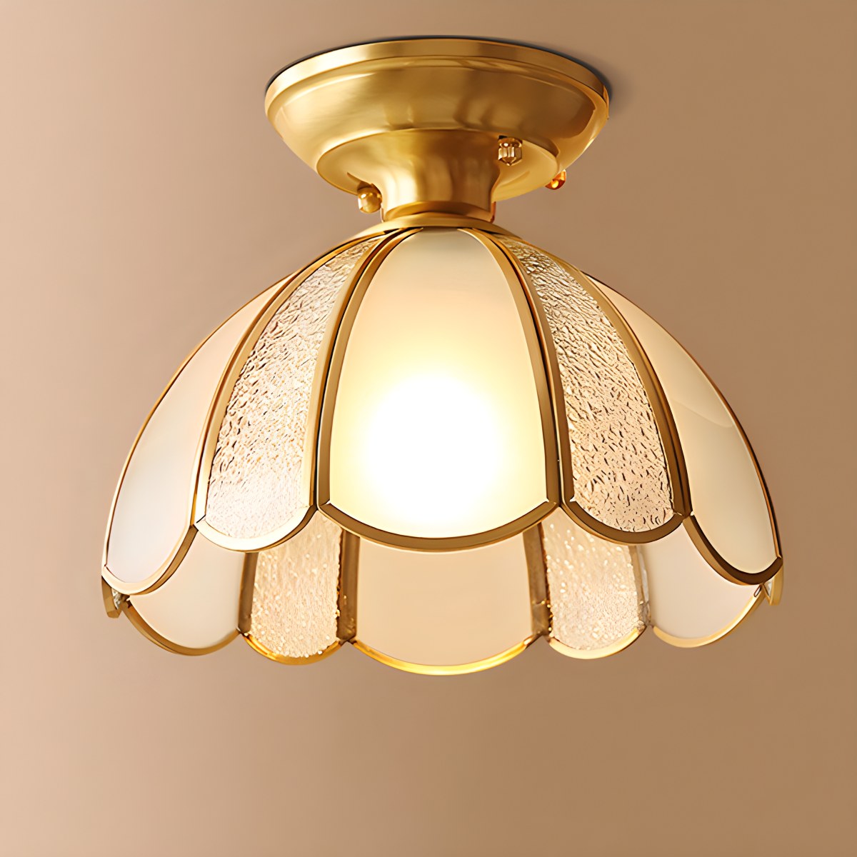 European Brass Glass L6 Ceiling Lamp