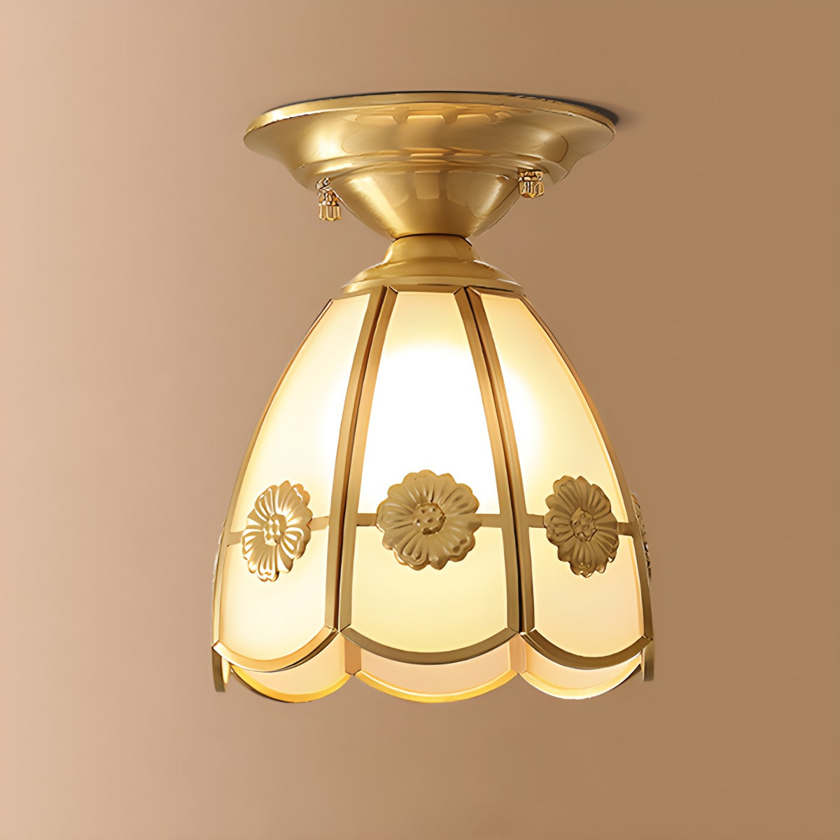 European Brass Glass L6 Ceiling Lamp
