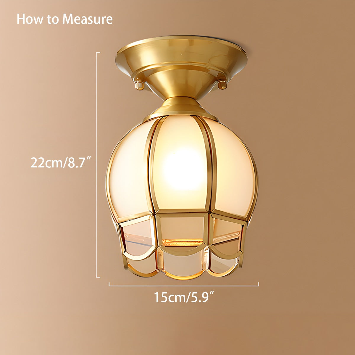 European Brass Glass L6 Ceiling Lamp