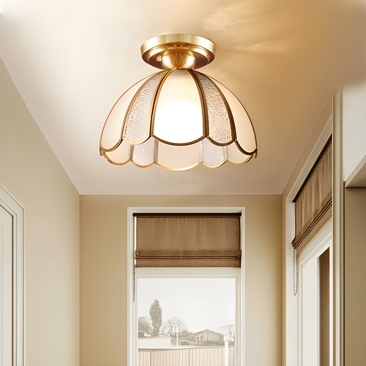 European Brass Glass L6 Ceiling Lamp