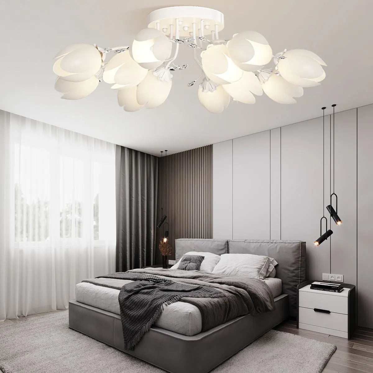 French Style Pastoral Flower Ceiling Lamp