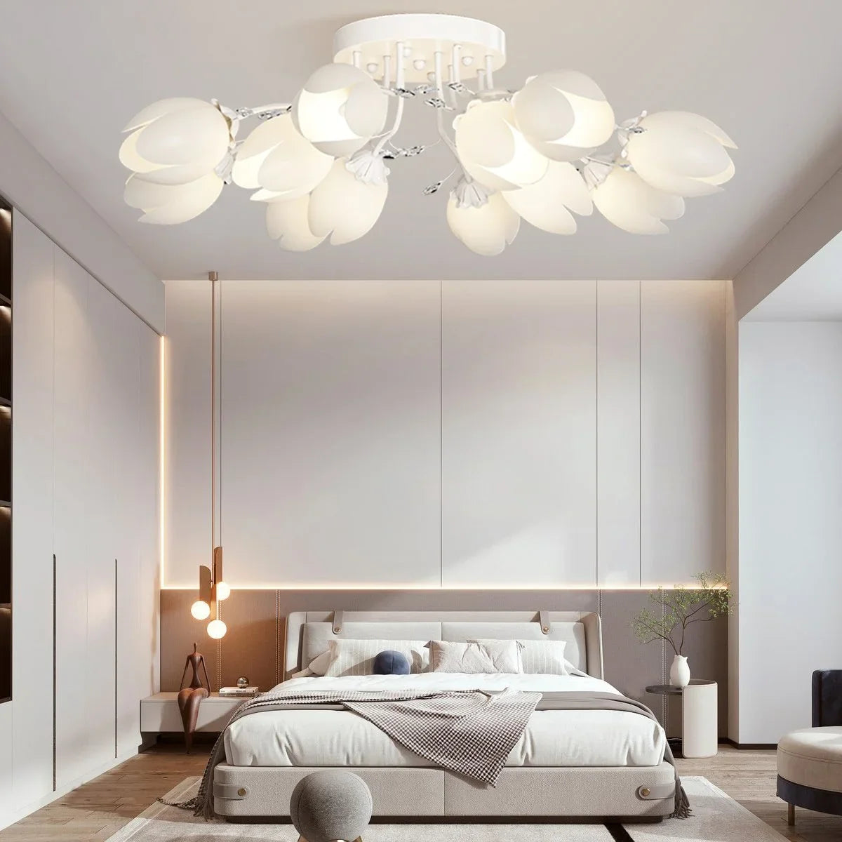 French Style Pastoral Flower Ceiling Lamp