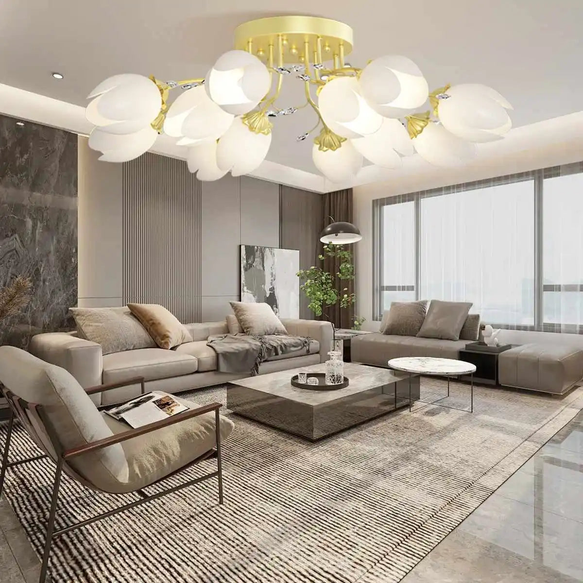 French Style Pastoral Flower Ceiling Lamp