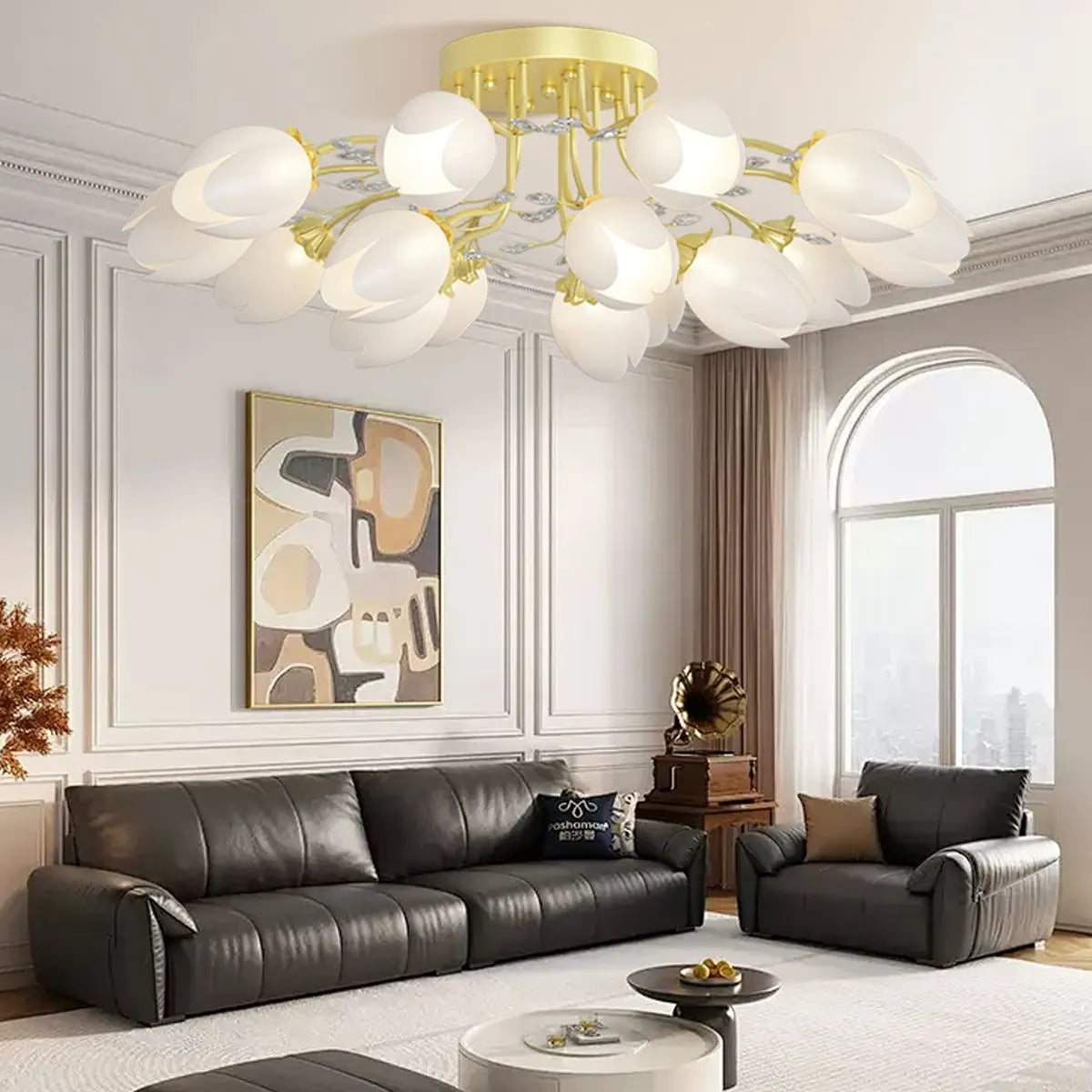 French Style Pastoral Flower Ceiling Lamp