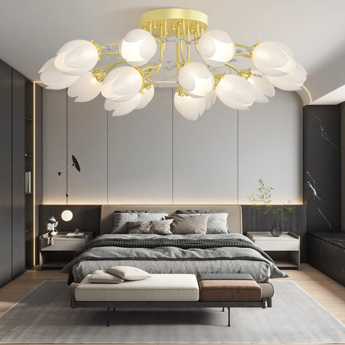 French Style Pastoral Flower Ceiling Lamp