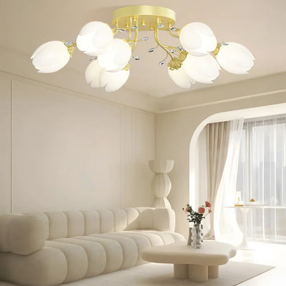 French Style Pastoral Flower Ceiling Lamp