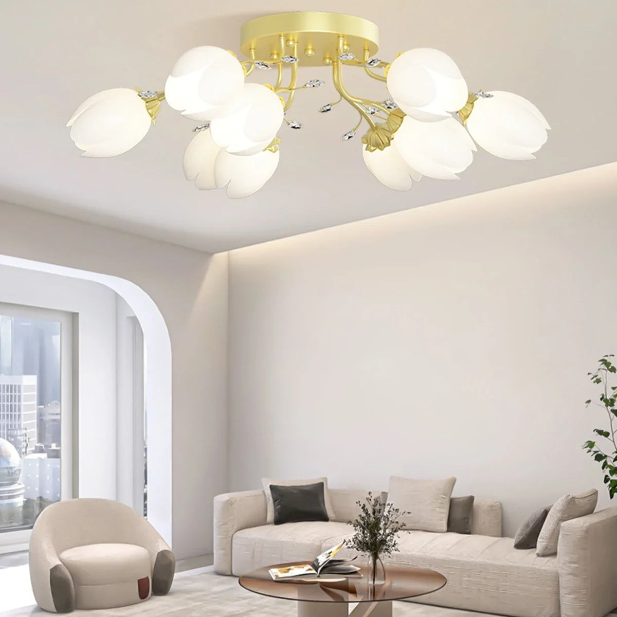 French Style Pastoral Flower Ceiling Lamp