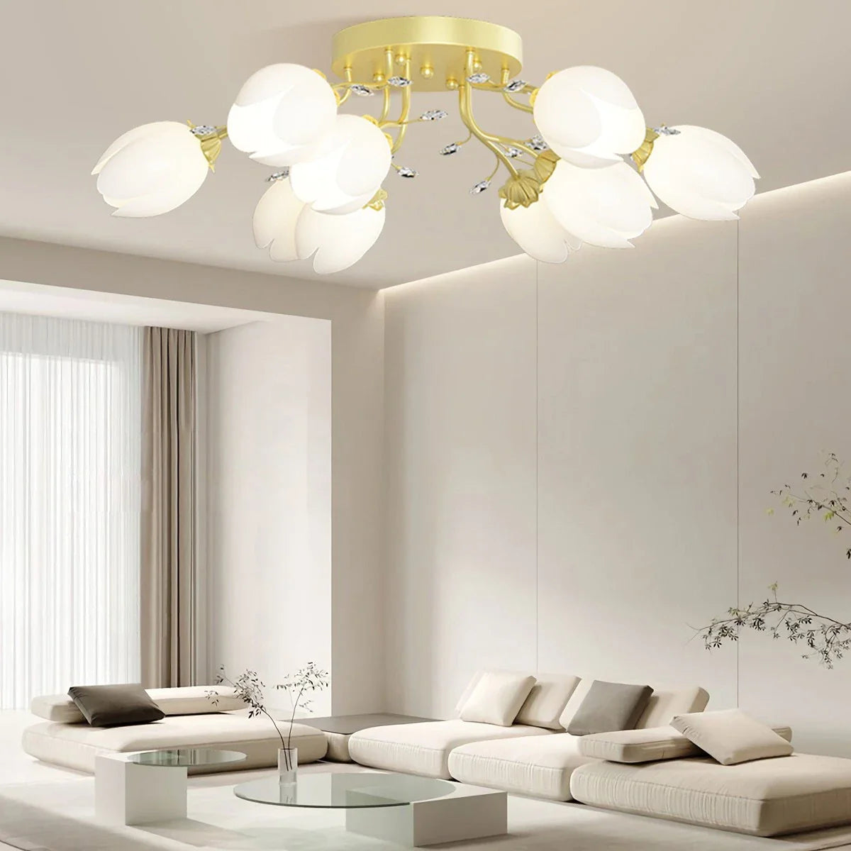 French Style Pastoral Flower Ceiling Lamp