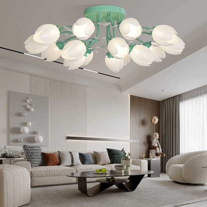 French Style Pastoral Flower Ceiling Lamp