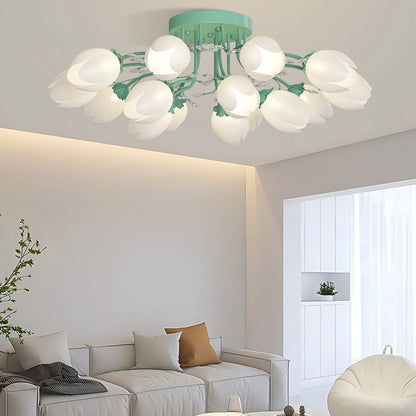 French Style Pastoral Flower Ceiling Lamp