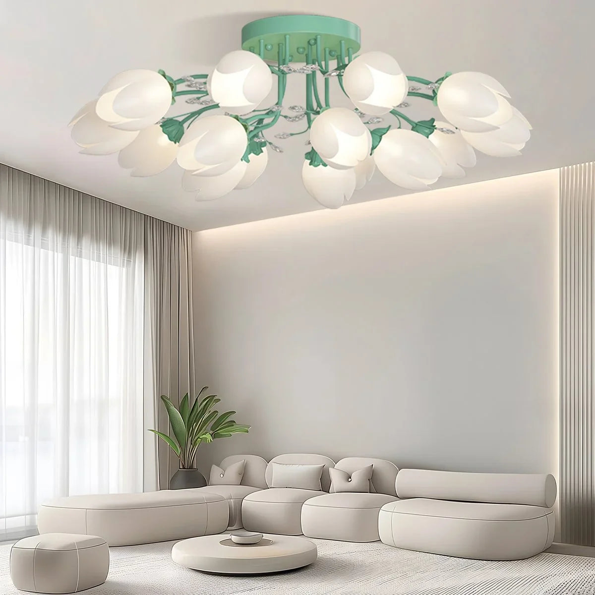 French Style Pastoral Flower Ceiling Lamp