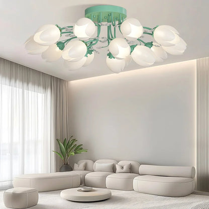 French Style Pastoral Flower Ceiling Lamp