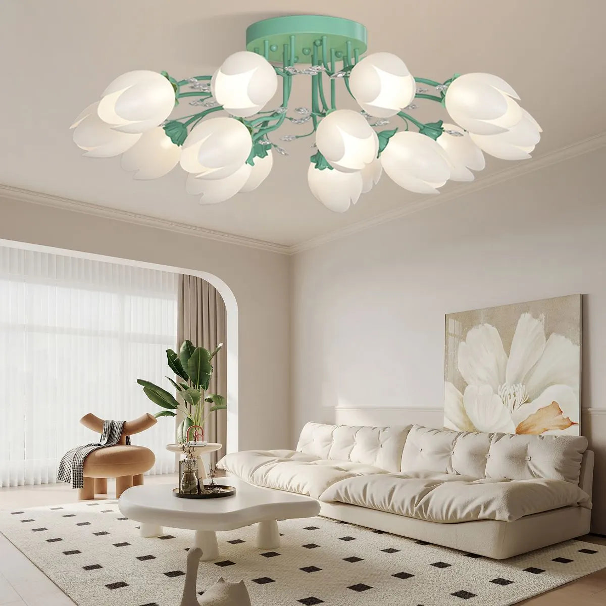 French Style Pastoral Flower Ceiling Lamp