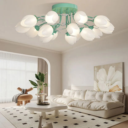 French Style Pastoral Flower Ceiling Lamp