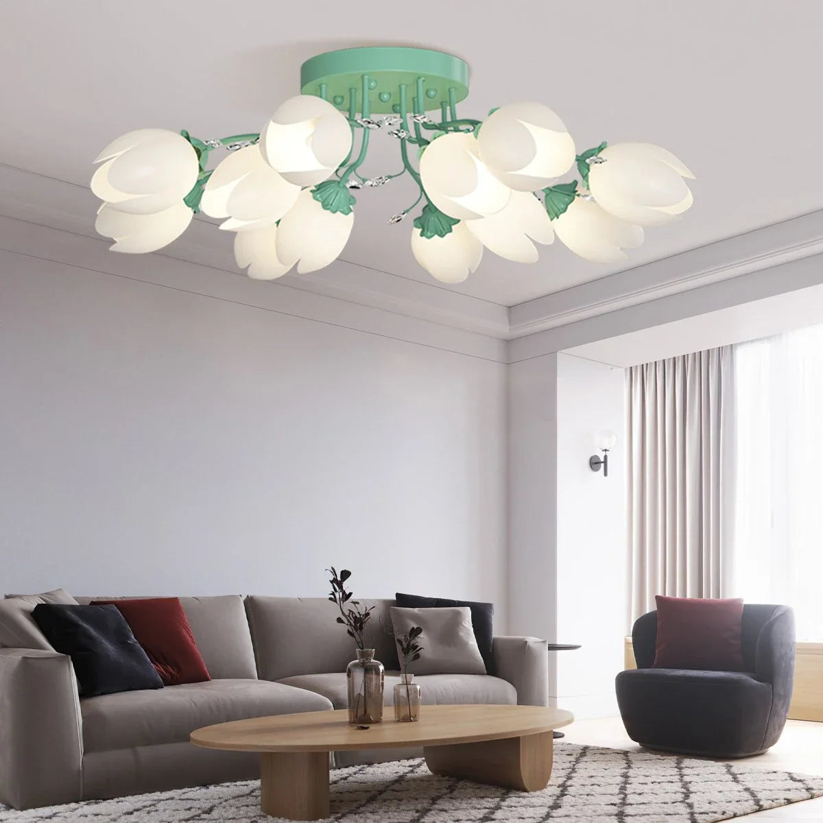 French Style Pastoral Flower Ceiling Lamp