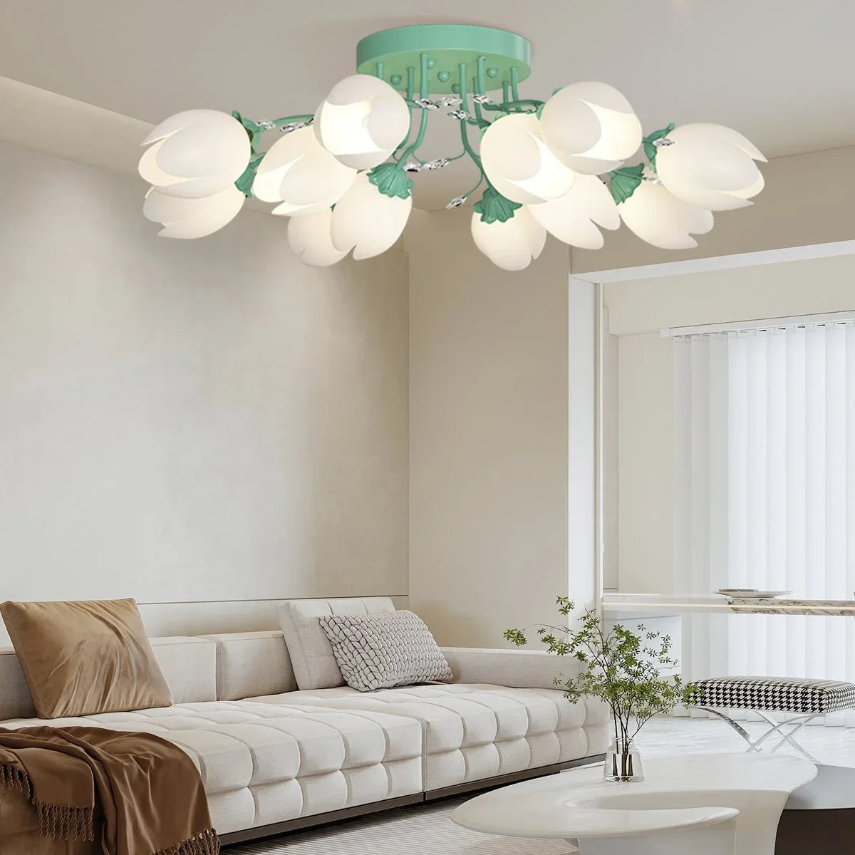 French Style Pastoral Flower Ceiling Lamp