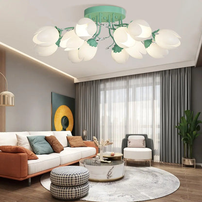 French Style Pastoral Flower Ceiling Lamp