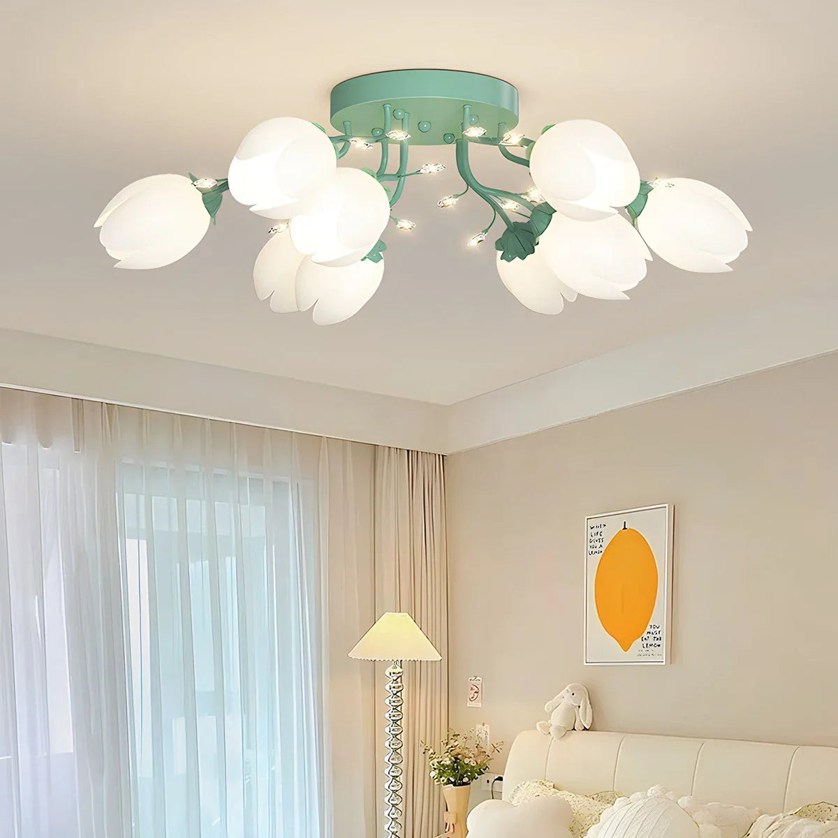 French Style Pastoral Flower Ceiling Lamp