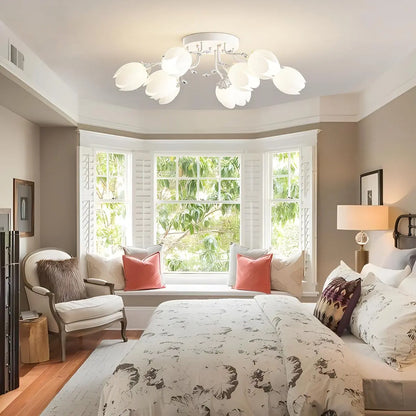 French Style Pastoral Flower Ceiling Lamp