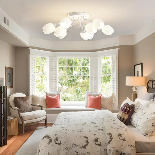 French Style Pastoral Flower Ceiling Lamp