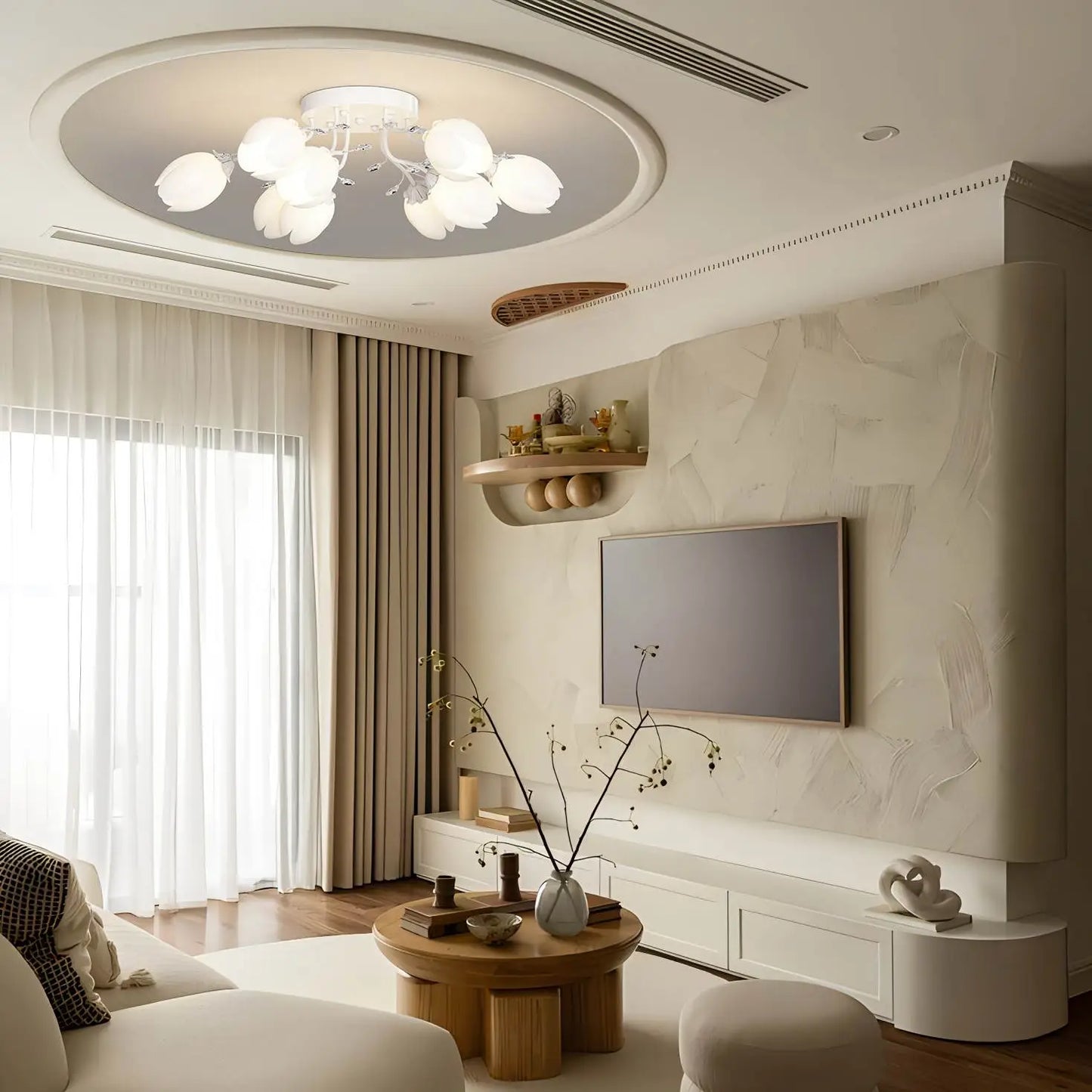 French Style Pastoral Flower Ceiling Lamp