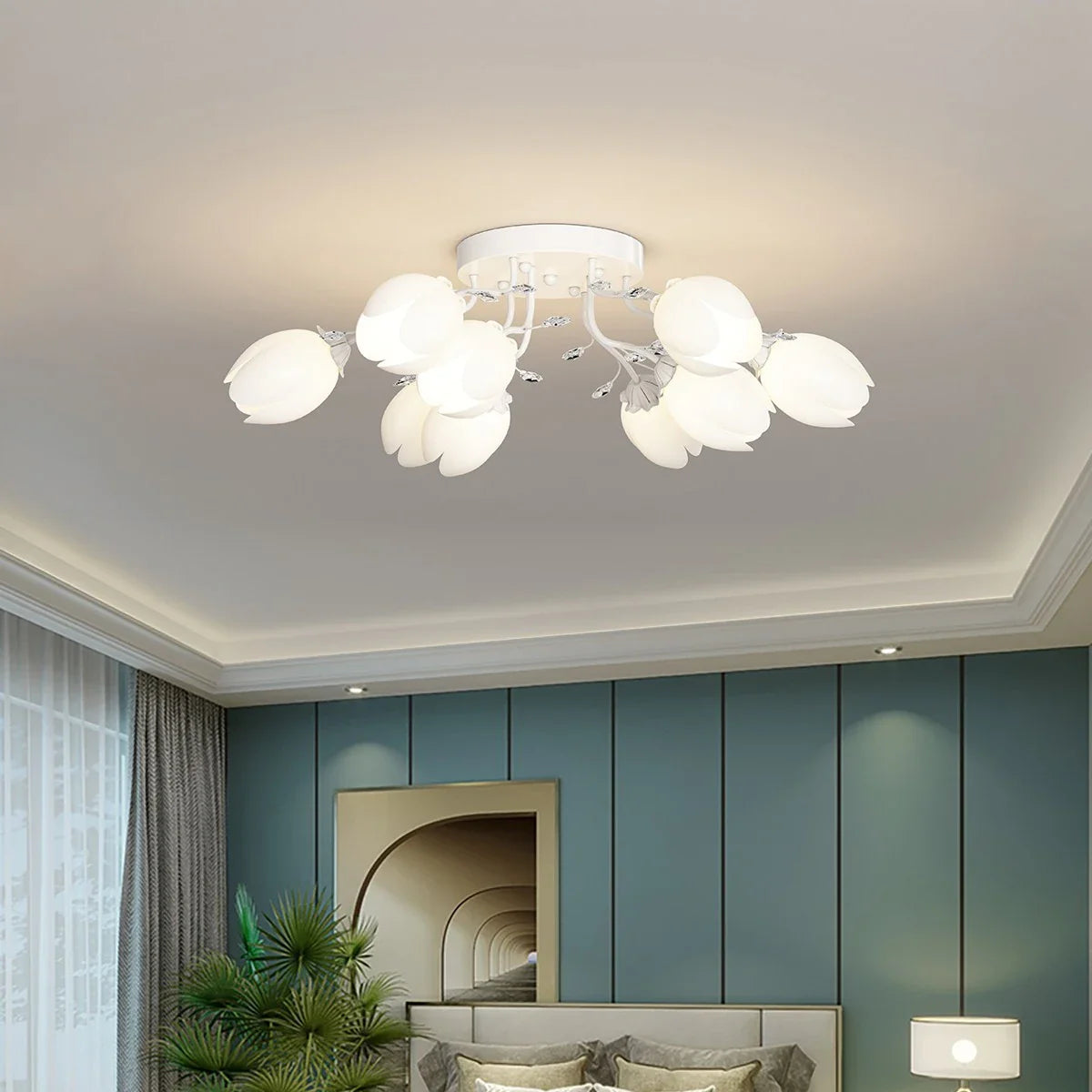French Style Pastoral Flower Ceiling Lamp