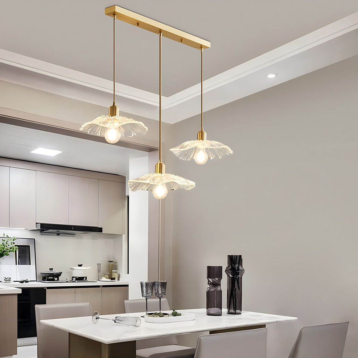 European Style Brass Glass Ceiling Lamp