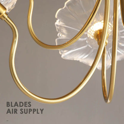 Glass Lotus Leaf Living Room Ceiling Lamp