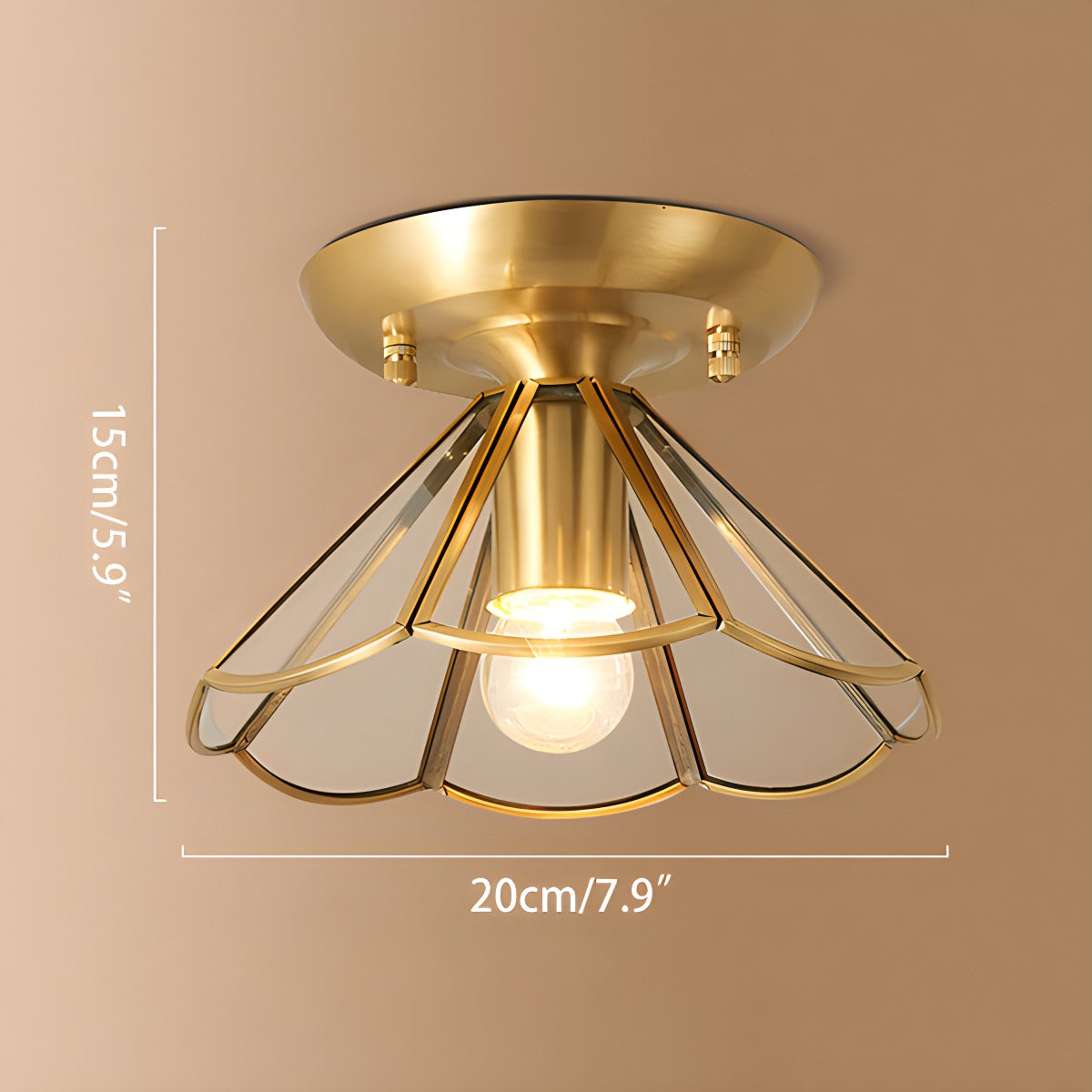 European Brass Glass L10 Ceiling Lamp