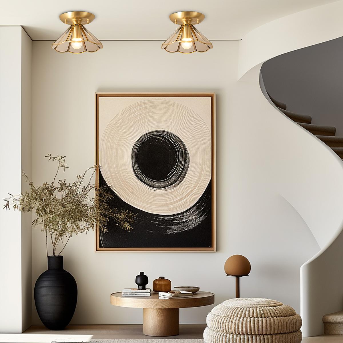 European Brass Glass L10 Ceiling Lamp