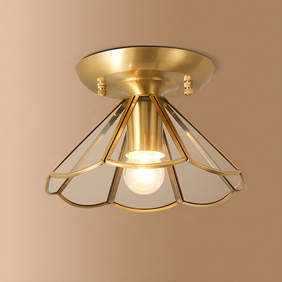 European Brass Glass L10 Ceiling Lamp