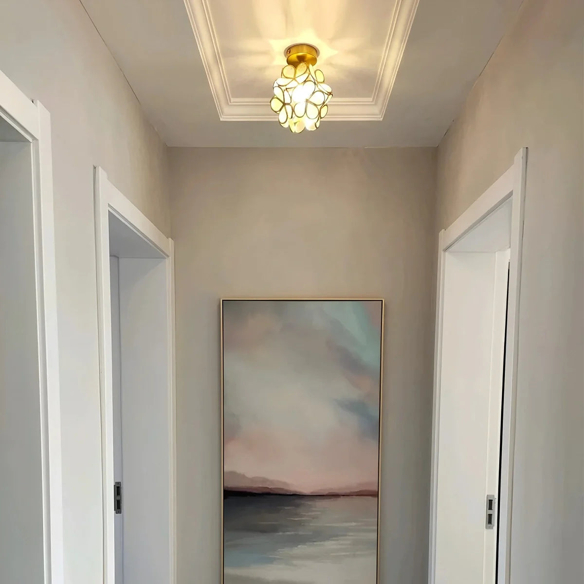 European Brass Glass L7 Ceiling Lamp