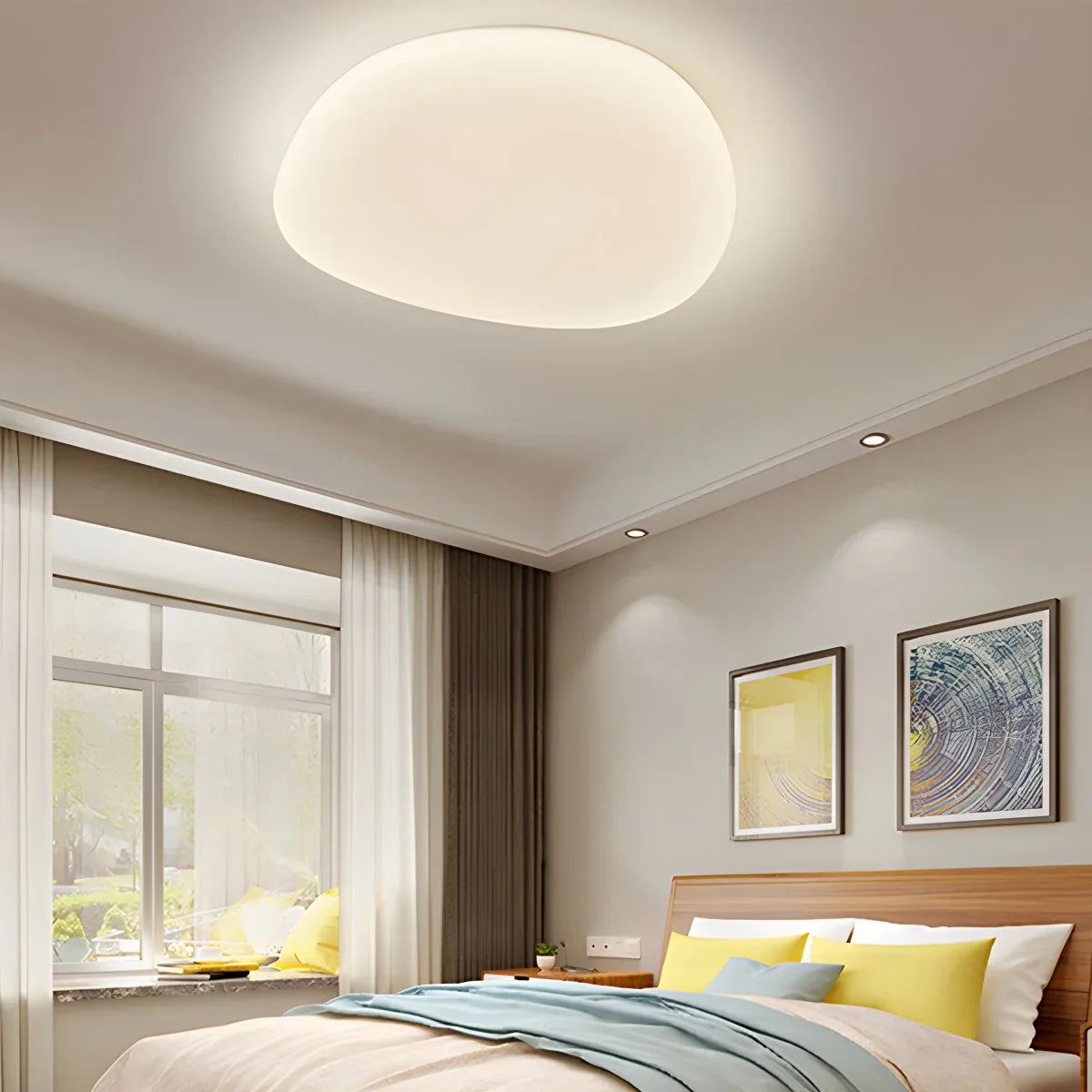 Modern White Marble Shaped Ceiling Lamp