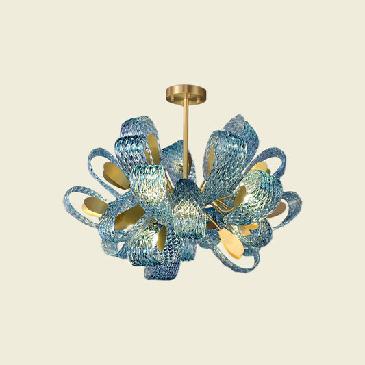 Peacock Blue Art Glass Chandelier