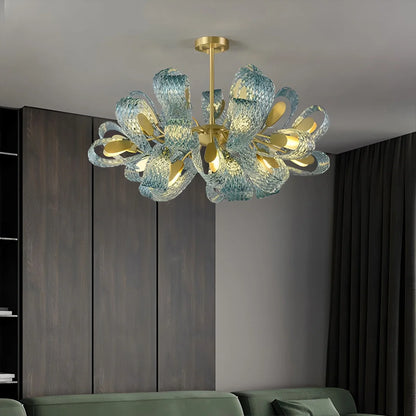 Peacock Blue Art Glass Chandelier