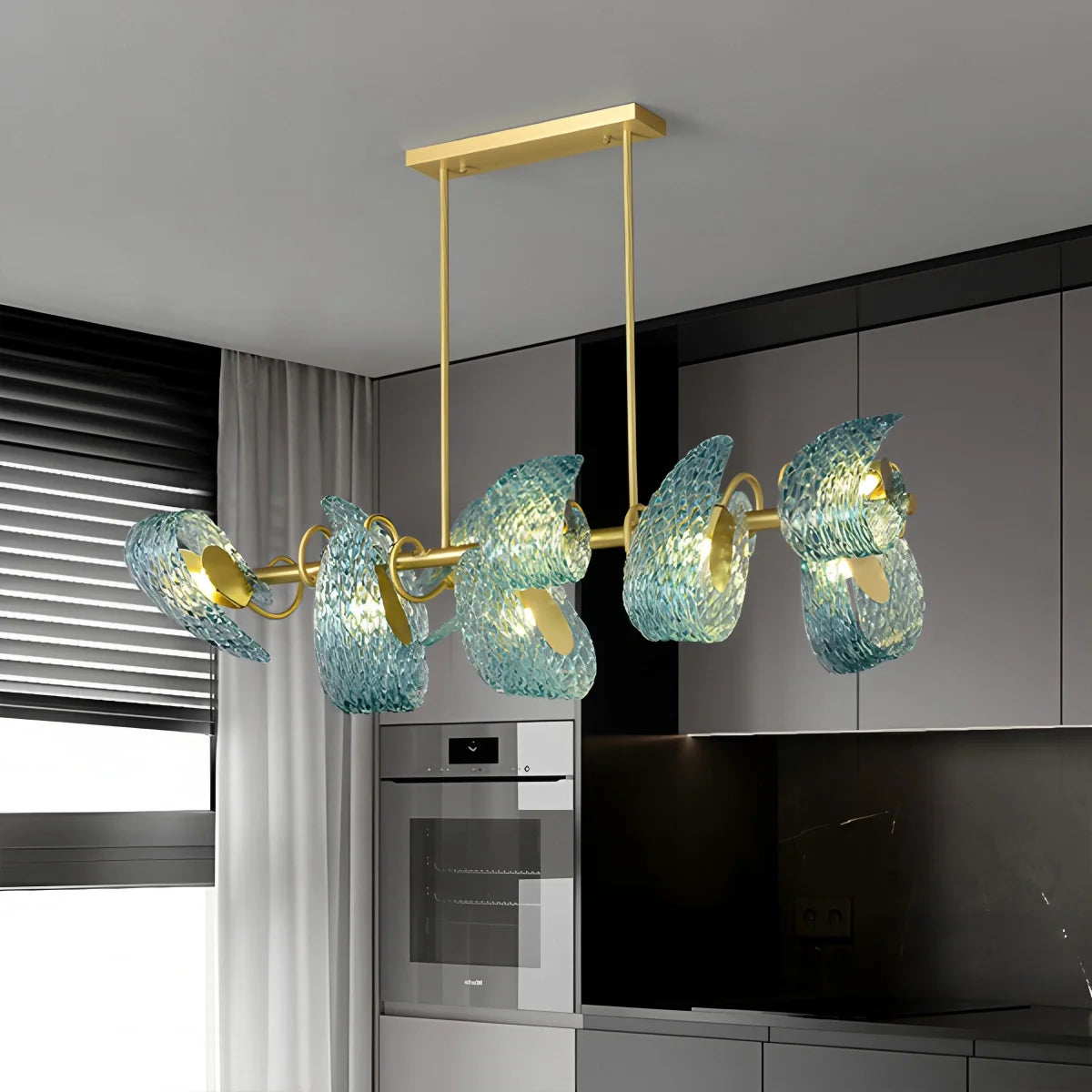 Peacock Blue Art Glass Chandelier